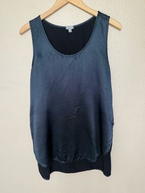 Pj Harlow Sleek Navy Satin Tank Top